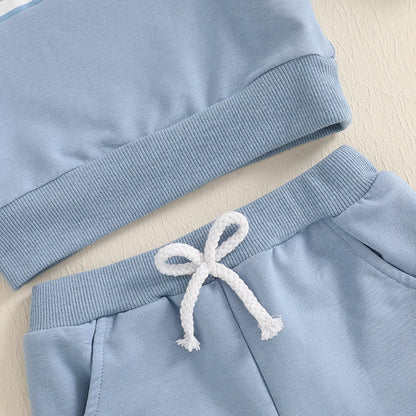 6M-2T Boys Outfit, Long Sleeve Stripes Sweatshirt with Elastic Waist Sweatpants