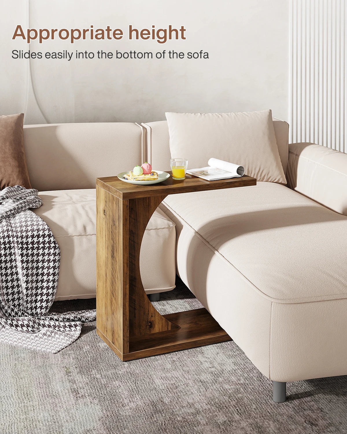 C-Shaped End Table for Sofa