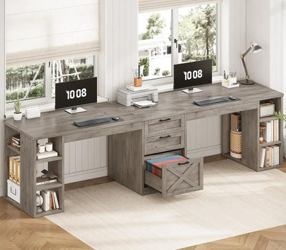 96.5" Computer Desk with Drawers
