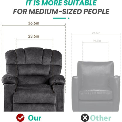 Ergonomic Recliner with Foam Filling, 2 Cup Holders & Side Pocket