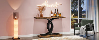 Geometric Frame Console Table, Brown