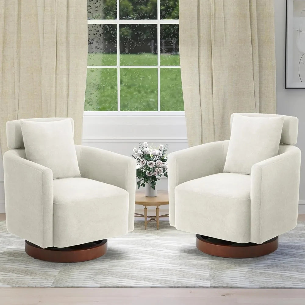 Set of 2 Swivel Barrel Chair with Adjustable Backrest