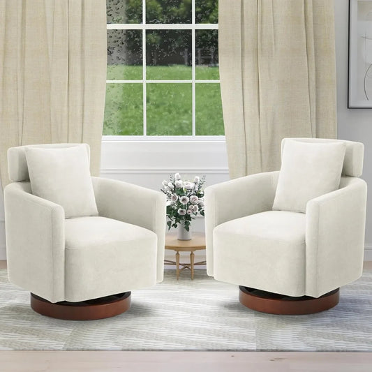 Set of 2 Swivel Barrel Chair with Adjustable Backrest