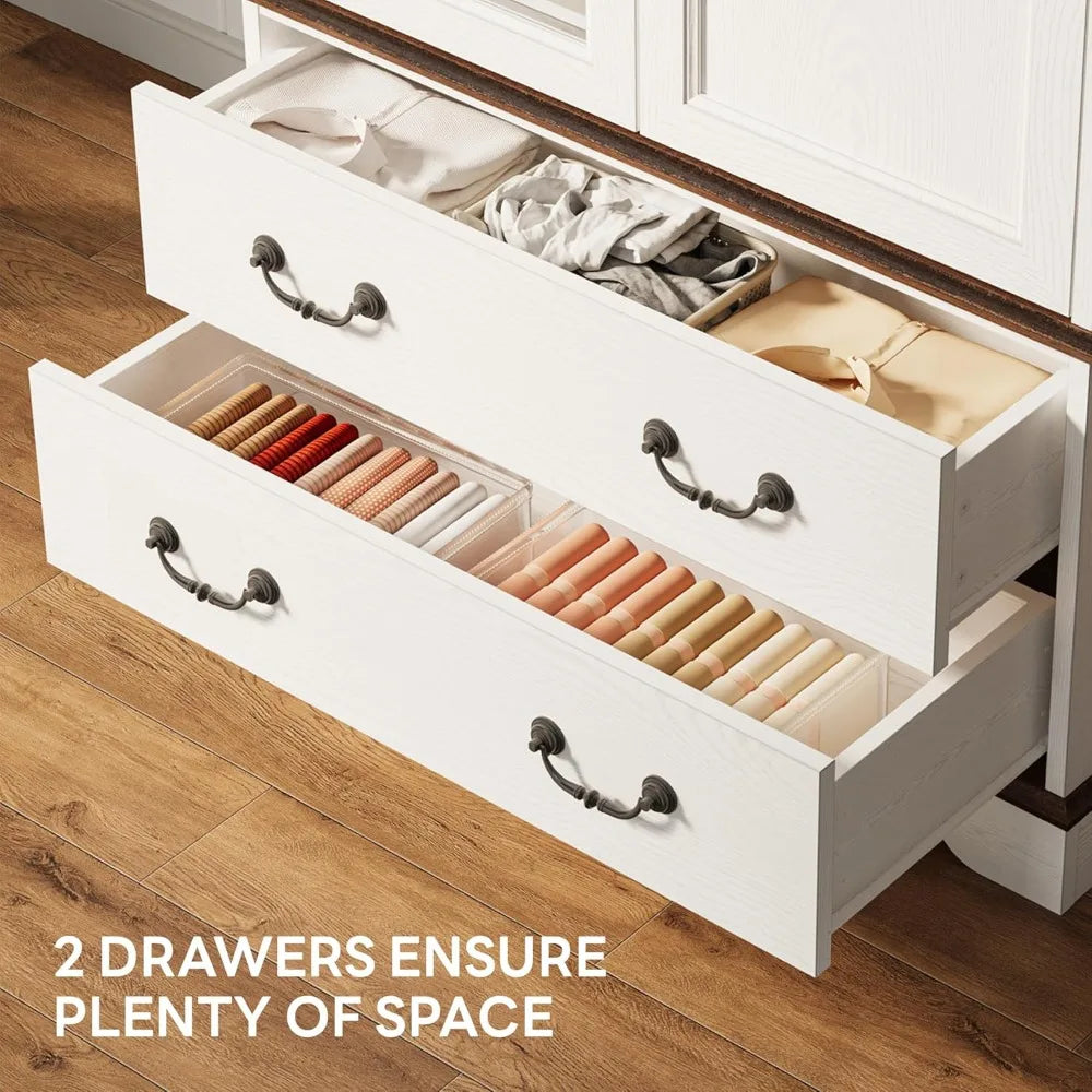 70.1" Wooden Clothing Storage Cabinet with 2 Doors & 2 Drawers