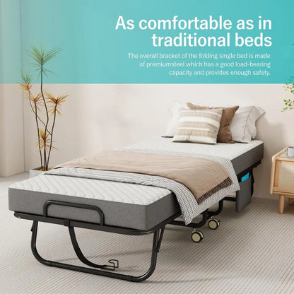 Portable Cot-Size Rollaway Bed with Memory Foam Mattress