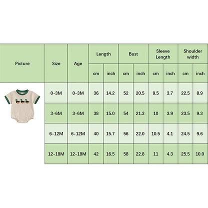 3-18 MO Baby Unisex Romper, Short Sleeve, Crew Neck, Duck Embroidery
