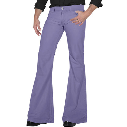 Men's Flare Pants, Solid Color, Daily Simple Classic Trousers, Mopping Bottoms, Disco Flared