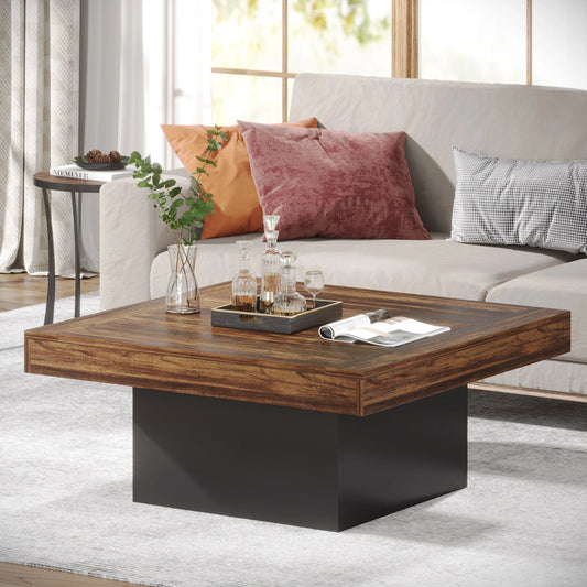 Square LED Coffee Table Engineered Wood