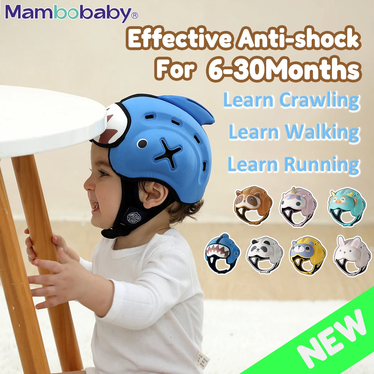 Anti-Shock Baby Helmet Toddler Head Protector, Headgear for Infant, Learn Crawl, Walk